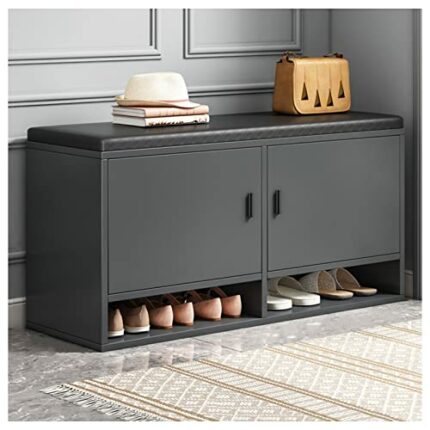 Changing Shoes Stool Simple Household Entryway Wearing Shoe Stool with Soft Cushion Bench Storage Stool for Living Room Bedroom Storage Bench 100