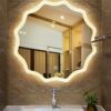 Bathroom mirror Illuminated with LED Light Wall Mounted Frameless Lace Defogging Explosion Proof High Definition Silver Mirror