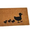 Black Ginger Large, Thick, Decorative, Patterned Coir Door Mats with Nature Designs (Duck Family)