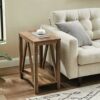 Walker Edison Modern Farmhouse A-Frame Wood Rectangle Side Table Living Room Small End Accent Table 13 Inch, Reclaimed Barnwood