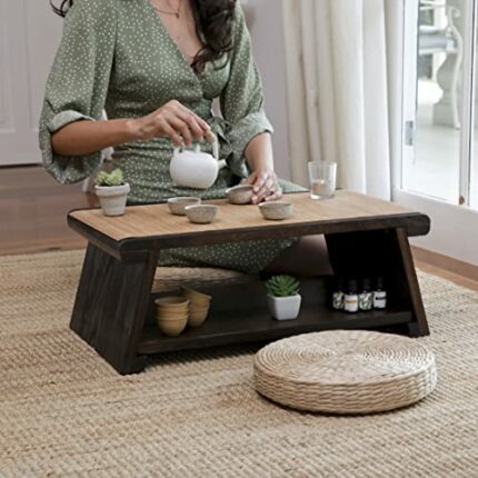 ENSO SENSORY Uji Meditation Table - Premium Japanese Altar Table & Shrine Stand - Small Coffee & Tea Table for Sitting on The Floor - Folding Tat