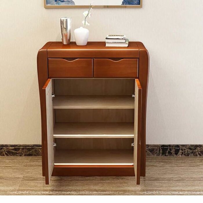 TJLSS Living Room Shoe Cabinet Household Solid Wood Storage Cabinet Two Door Entry Porch Small Medium Furniture