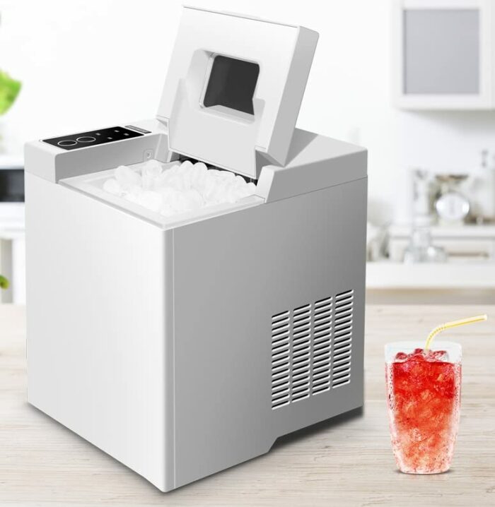 LUKEO Commercial Automatic Ice Cube Maker Household Portable Electric Bullet Round Ice Making Machine 15kg/24H Coffee Bar