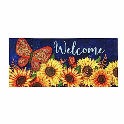 Evergreen Sassafras Sunny Autumn Interchangeable Entrance Doormat | Indoor and Outdoor | 22-inches x 10-inches | Non-Slip Backing | All-Season |