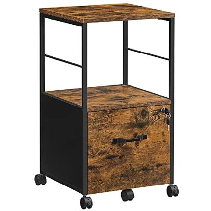 VASAGLE Filing Cabinet for Home Office, Rolling File Cabinet with Drawer, for Suspended Folder, A4 and Letter Size Documents, Printer Stand with