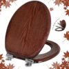 Angel Shield Antibacterial Wooden Soft Close Toilet Seat with Quick Release Adjustable Hinges Toilet Seat Easy Clean and Assembly for Bathroom 45