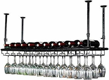 EYLINK Wine Racks,Bar Wine Rack Hanging Wine Glass Rack Wine Cup Holder Goblet Rack Bottle Rack Glass Rack Stemware Racks Vintage Style Decoratio