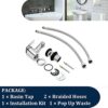 Basin Mixer Tap with Pop Up Waste, BATHWEST Classic Brass Chrome Monobloc Bathroom Sink Taps with Sink Plug, Single Lever Morden Basin Taps with