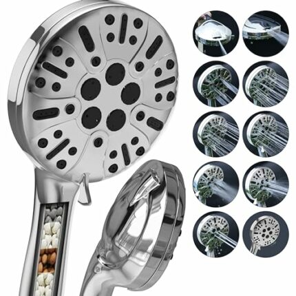 GH1200 Handheld Filter Shower Head High Pressure with10 Modes Quick Installation, Leak- Proof and Clog Resistant Powerful High Pressure Shower He