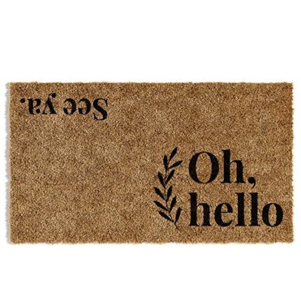 Barnyard Designs ‘Oh Hello, See Ya’ Doormat, Indoor/Outdoor Non-Slip Rug, Front Door Welcome Mat for Outside Porch Entrance, Home Entryway Farmho