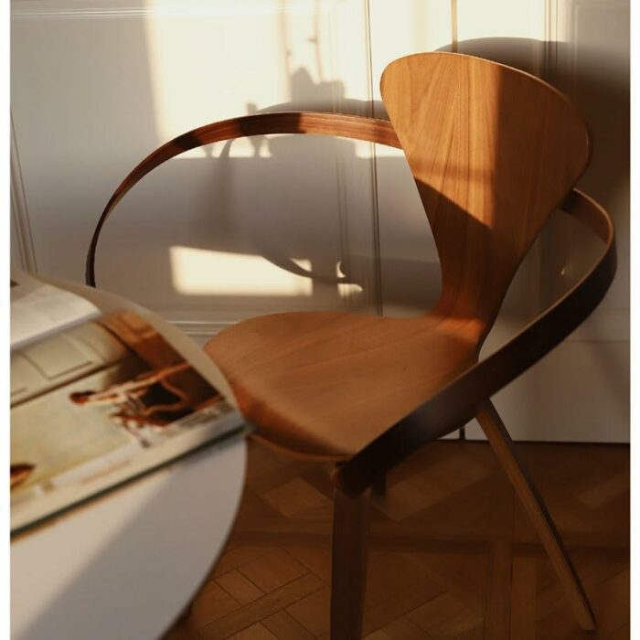 LUKEO Solid Wood Accent Dining Chair Armchair Ribbon Shaped Design Art Chair Backrest Home Furniture