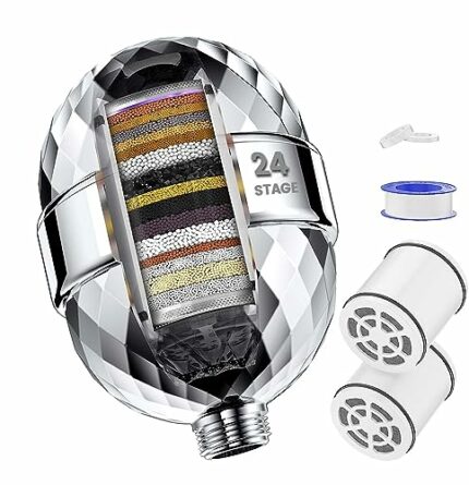 Shower Filter with Vitamin C for Hard Water - 24 Stage Water Softener Shower Head Filter with Replaceable Multi-Stage Filter Cartridge to Remove
