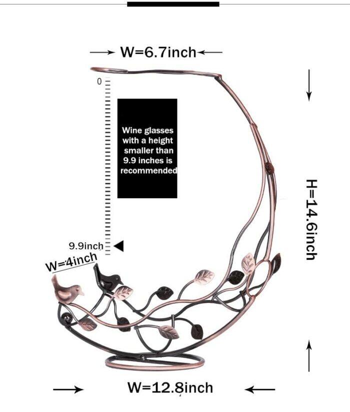 Ecostan Wine Holder Stand &Kitchen Tabletop Decoration，Metal Wine Bottle Rack for Holds 1 Bottle 2 Glasses（Bronze）