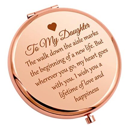 To My Daughter Gift from Mom Dad Inspirational Gifts for Daughter Personal Makeup Mirror Wedding Birthday Gifts for Girls Stepdaughter Graduation