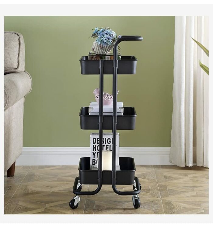 ZCMEB Mobile Kitchen Shelf Trolley Household Storage Shelf with Wheeled Trolley (Color : Wit, Size : 87 * 42 * 35cm)