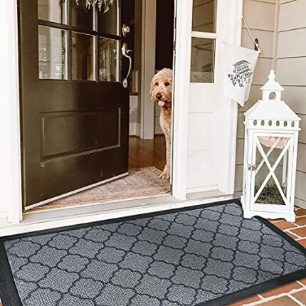 COSDACE Door Mats Indoor, Washable Rubber Rugs Outdoor Barrier Mat 50 X 80 cm, Heavy Duty Non-slip Dirt Trapper Rug Entrance Doormats for Hallway