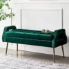 Bedroom Bench Velvet Upholstered Bench Seat,Luxurious End Of Bed Bench With Golden Legs,Comfybench Multifunction,Green,100X46X55Cm