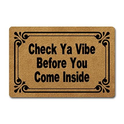Funny Welcome Doormat(23.6 x 15.7 inch) Non-Slip Mat Gift Mat Funny Personalized Home Decor Mats for in Door Entrance Rugs and Mats (Check Ya Vib