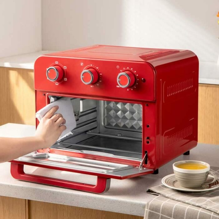 KKYKP Electric mini oven multi-function hard with time broil includes baking pan and rack toaster pizza (Color : Red, Size : 38.3 * 41.4cm)