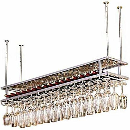 OUSIKA Wine Racks,Household Wine Shelf Cup Holder- Adjustable Height Ceiling Wine Rack Hanging Wine Bottle Holder Wine Glass Rack Goblet Stemware