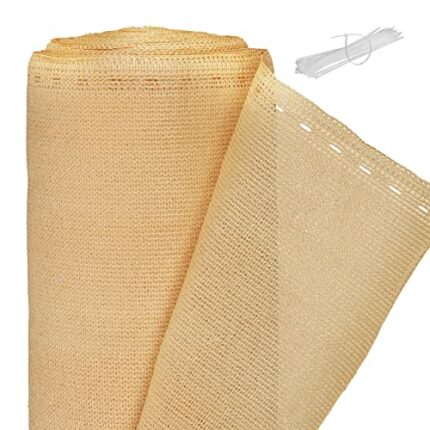 Relaxdays garden screen, privacy fence screening, 2 m high, garden, balcony cover, patio, HDPE, size 2 x 10 m, beige