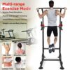 ZXYWW Power Tower Exercise Equipment for Women/Men, Adjustable Height Pull Up Bar & Dip Station with Boxing Ball, Strength Training for Arm Leg