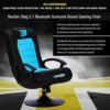 BraZen Stag 2.1 Bluetooth Ergonomic Video Pedestal Rocker Surround Sound Gaming Chairs for Kids with Speaker Subwoofer and Pedestal base - Blue