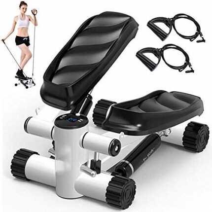 ALREMO HUANGXING - Mini Stepper, Indoor Fitness Stepper Stair Stepper, LCD Monitor and Resistance Bands Stepper Exercises Equipment, Mini Stair S