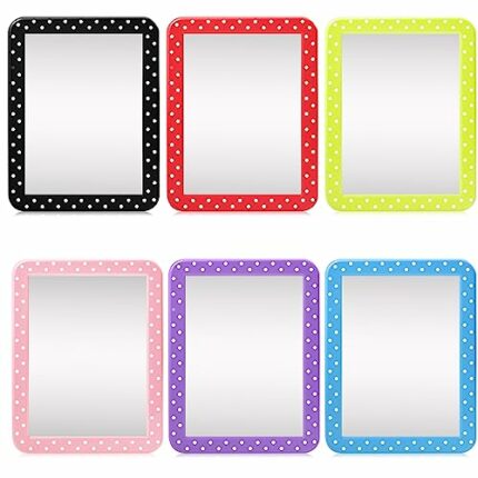 Geelin 6 Pieces Colorful Locker Mirror 5 x 7 Inches Glass Magnetic Mirror Magnet Mirror for Locker Locker Accessories for School Locker, Bathroom