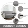 TAOCOCO Sofa Covers 100% Waterproof Sofa Slipcovers 3 Seater,Non Slip Cover for Kids/Dogs/Pets,Washable Sofa Protector with Elastic Strap(Grey,UP