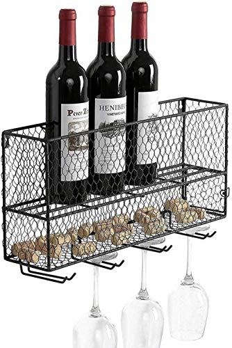 NEOCHY Wine Rack Floating Wall Modern Wall-Mounted Metal Storage Kitchen Restaurant Bar Storage Bottle Simple Decorative