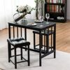 WALNUT 3 Pieces Counter Height Dining Table And 2 Backless Stools Kitchen Bar Furniture