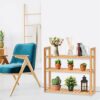 3-Tier Bamboo Bathroom Shelf, Multifunctional Wall Mount Storage Rack Unit, Adjustable Bookcase Layer Rack Free Standing Toilet Utility Shelves,