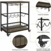 CNAOHGHN Serving Trolley Kitchen Trolley Cart, Wine Rack Storage Shelf, Lockable Wheels Wine Rack Cabinet for Home Bar Furniture