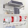 Towel Rail 2-Tier Bath Towel Rack SUS 304 Stainless Steel Towel Shelves with Hooks，Wall Mounted Towel Holder Towel Bar for Kitchen Bathroom