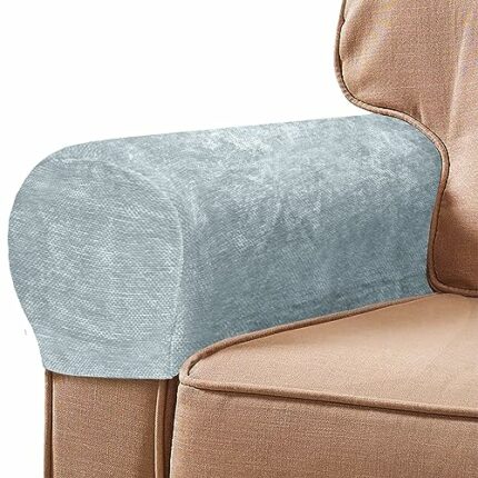 NEKOSUKI Arm Rest Covers Set, Chenille Arm Covers for Chairs and Sofas Anti-Slip Couch Armrest Covers with Pins, Furniture Armrest Protector for