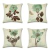 Artscope Set of 4 Decorative Cushion Covers 45x45cm, Tropical Plants Waterproof Throw Pillow Covers, Perfect to Outdoor Patio Garden Bench Living