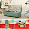 Button-Tufted Leather Storage Bench,Space-Saving Entryway Bench For Living Room Bedroom End Of Bed,Rectangle Upholstered,Light Brown,60X40X45Cm