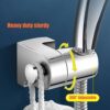 ANMEISH Shower Head Holder with Hook, All Metal Adjustable Shower Holder Bracket No Drilling, Universal Adhesive Shower Head Holder Wall Mounted