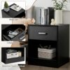 CASART Bedside Table, Wooden Nightstand Sofa Side Tables with Drawer, Home Office Narrow Accent Table for Living Room Bedroom Study (1, Black)