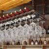 Ceiling Wine Glass Holder, Stemware Rack, Bar Floating Wine Rack Wine Goblet Holder, Adjustable High Hanging Wine Goblet Rack -Vintage Bronze (Si