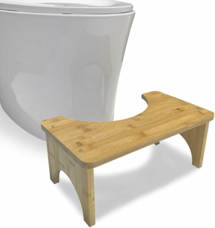 Squatting Potty for Adult Toilet Stool, 7 Inch Toilet Poo Stool Adult and Kids Aid, Bathroom Stool Detachable Wood Poop Stool, Environmentally Fr