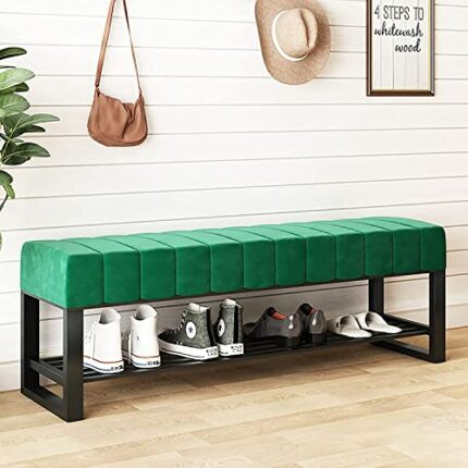 shoe storage bench ottoman Storage Benches Shoe Bench with Thickened Velvet Seat,Entryway Shoe Rack Bench Shoe Organizer,Modern Decorative Furnit