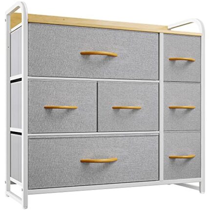 YITAHOME Chest of Drawers, Fabric 7-Drawer Storage Organizer Unit for Bedroom Living Room Closet, Sturdy Steel Frame, Easy Pull Fabric Drawer & W