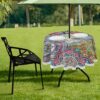 xigua Mandala Round Tablecloth with Umbrella Hole and Zipper Outdoor Tablecloth Spill-Proof Polyester Table Cover for Kitchen Patio Garden Party