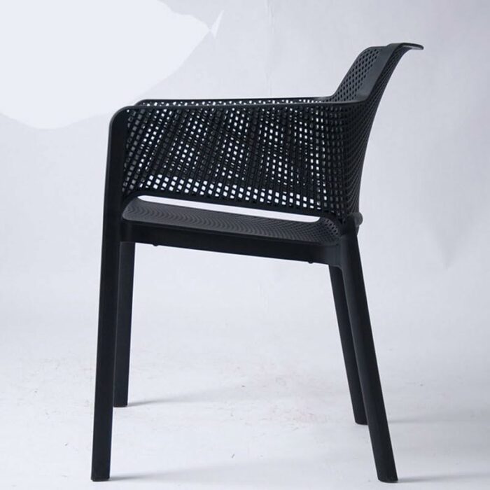 LUKEO Plastic Chairs For Kitchen Adult Backrest Armrest Furniture Dining Chair PP Hollow Living Room Chair (Color : D, Size : Light Grey)