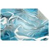 VBFOFBV Door Mat, Outdoor Indoor Doormat, Durable Floor Mat Non Slip Rug, Front Doormat for Entryway, Patio, Marble Texture Modern Art Blue Lines