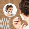 BELLE VOUS Chrome Wall Mounted Extendable 360° Swivel Mirror - 3X Magnification - 17.5 x 18.5cm/6.88 x 7.28 inches - Double Sided Rotating Stainl
