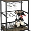 CNAOHGHN Serving Trolley Kitchen Trolley Cart, Wine Rack Storage Shelf, Lockable Wheels Wine Rack Cabinet for Home Bar Furniture