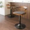 DINGZZ Solid Wood Nordic Swivel Bar Chairs Backrest Bar Stools Home Kitchen Furniture Height Adjustment Bar Chair Dining Chair (Color : Argento,